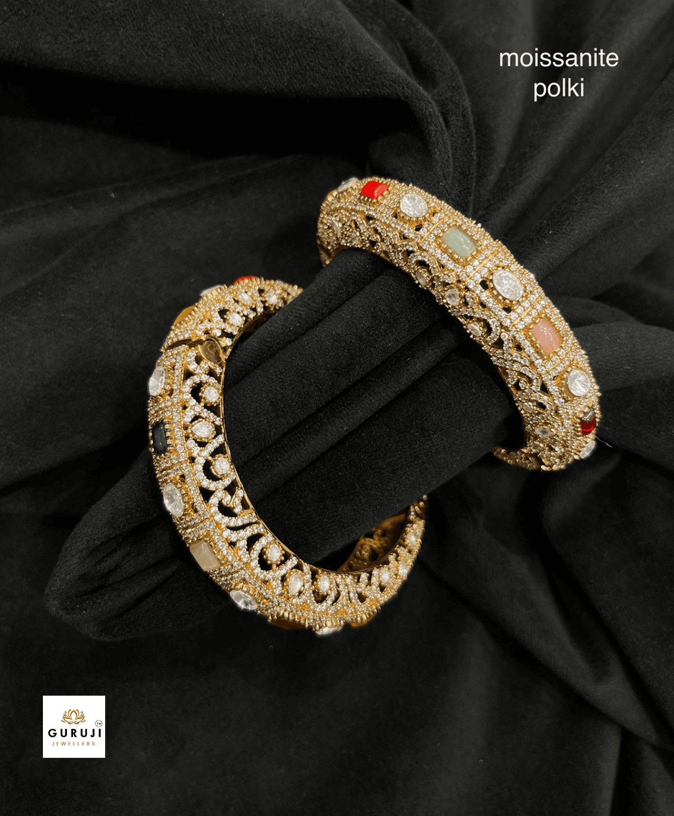 Exquisite Moissanite Polki Bangles