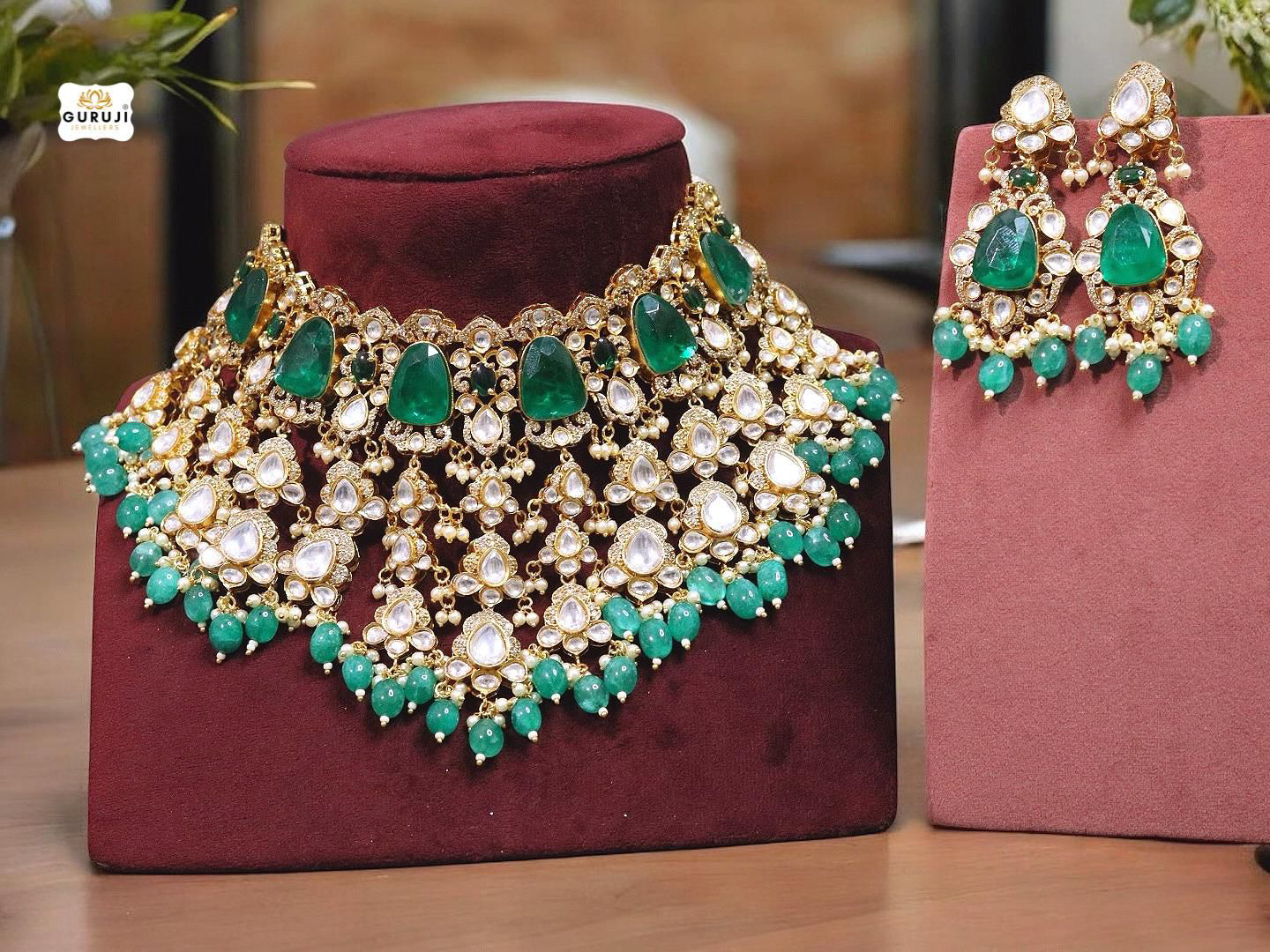 Majestic Bridal Pearl and Gemstone Necklace Set