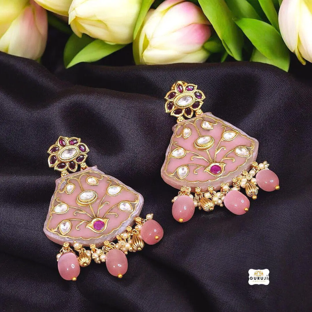 Elegant Floral Design Earrings with Gemstone Accents