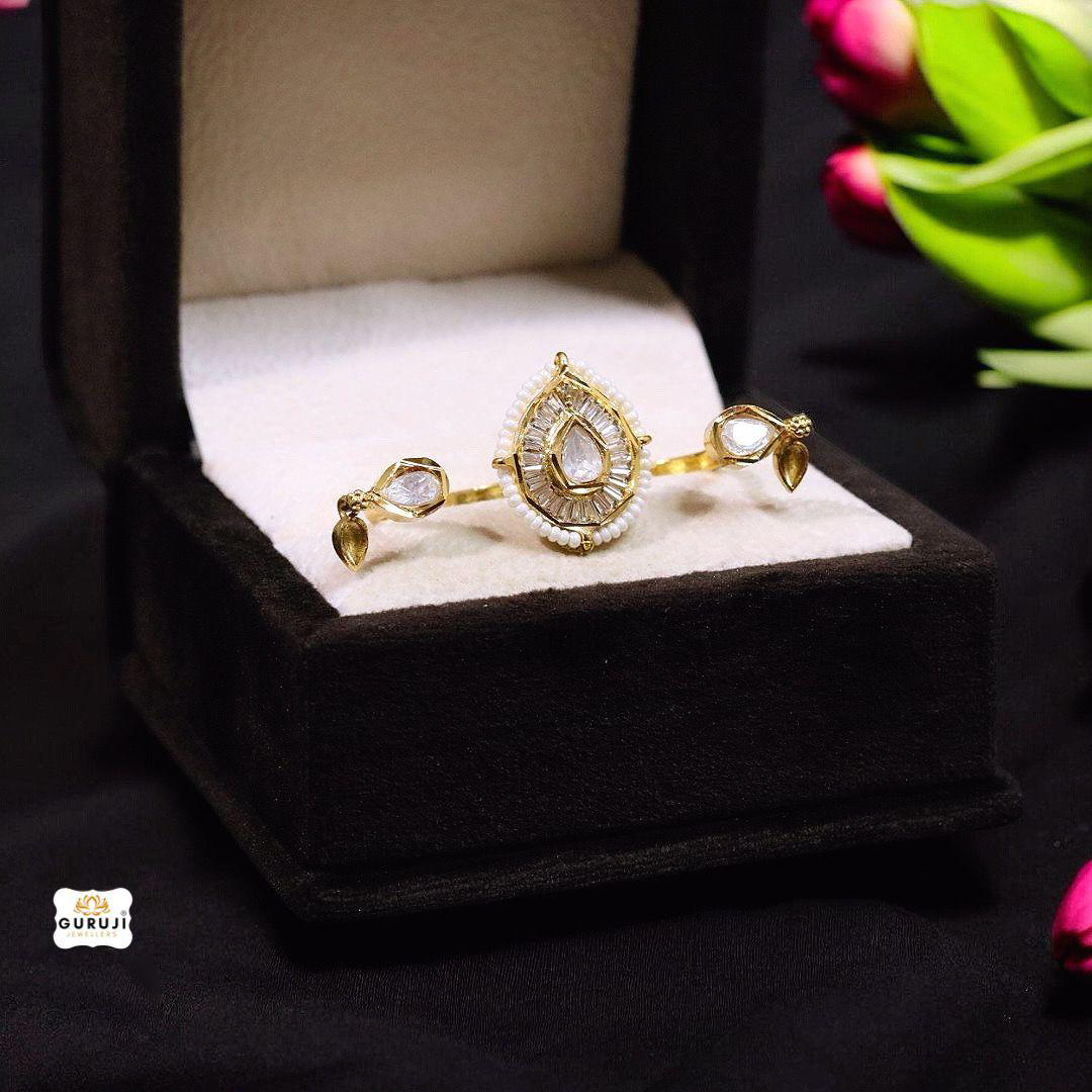Royal Kundan Double Finger Ring