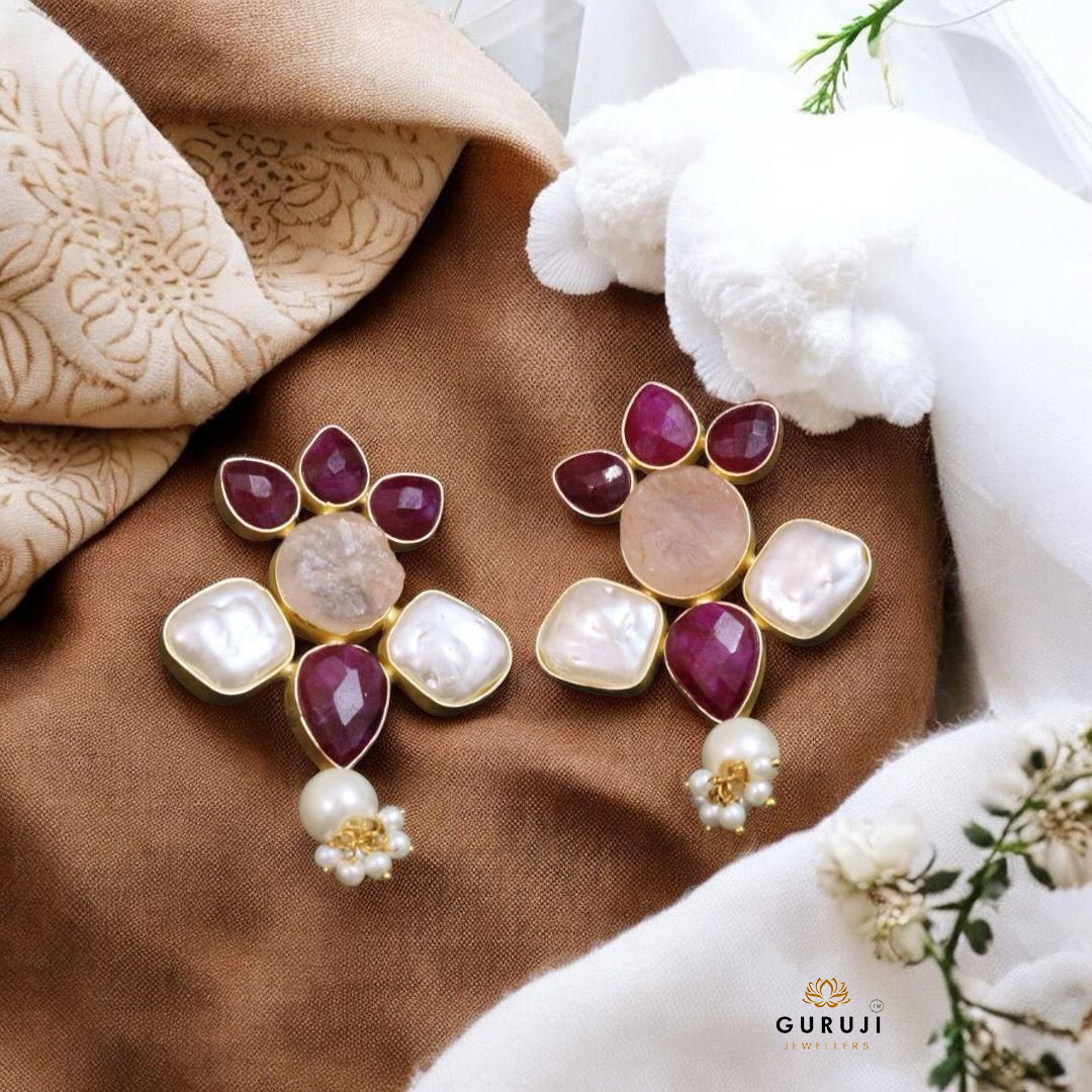 Elegant Handmade Earrings with Natural Stones
