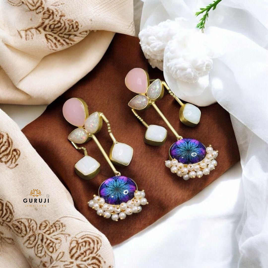 Handcrafted Natural Stone Earrings with Artistic Charm