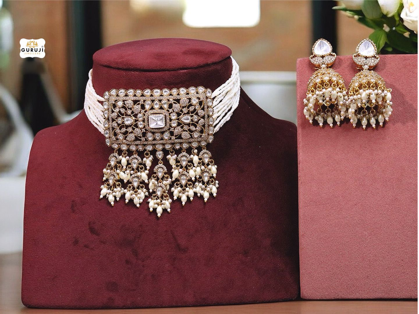 Moissanite Kundan Royal Choker Set