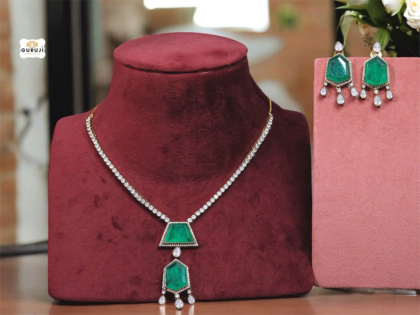 Exquisite Doublet Stone Pendant Set