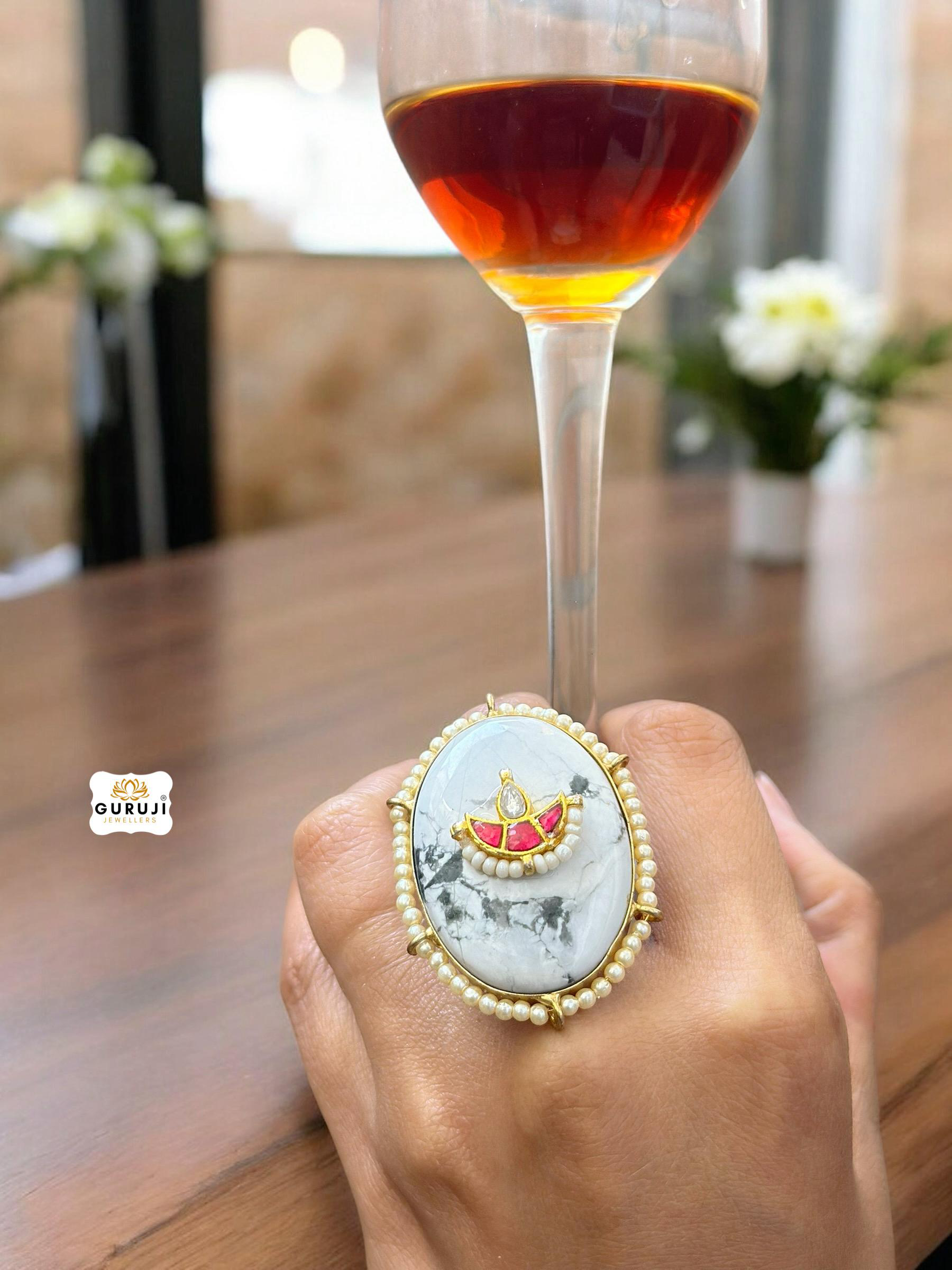 Gracefully Detailed Statement Ring with Pearls