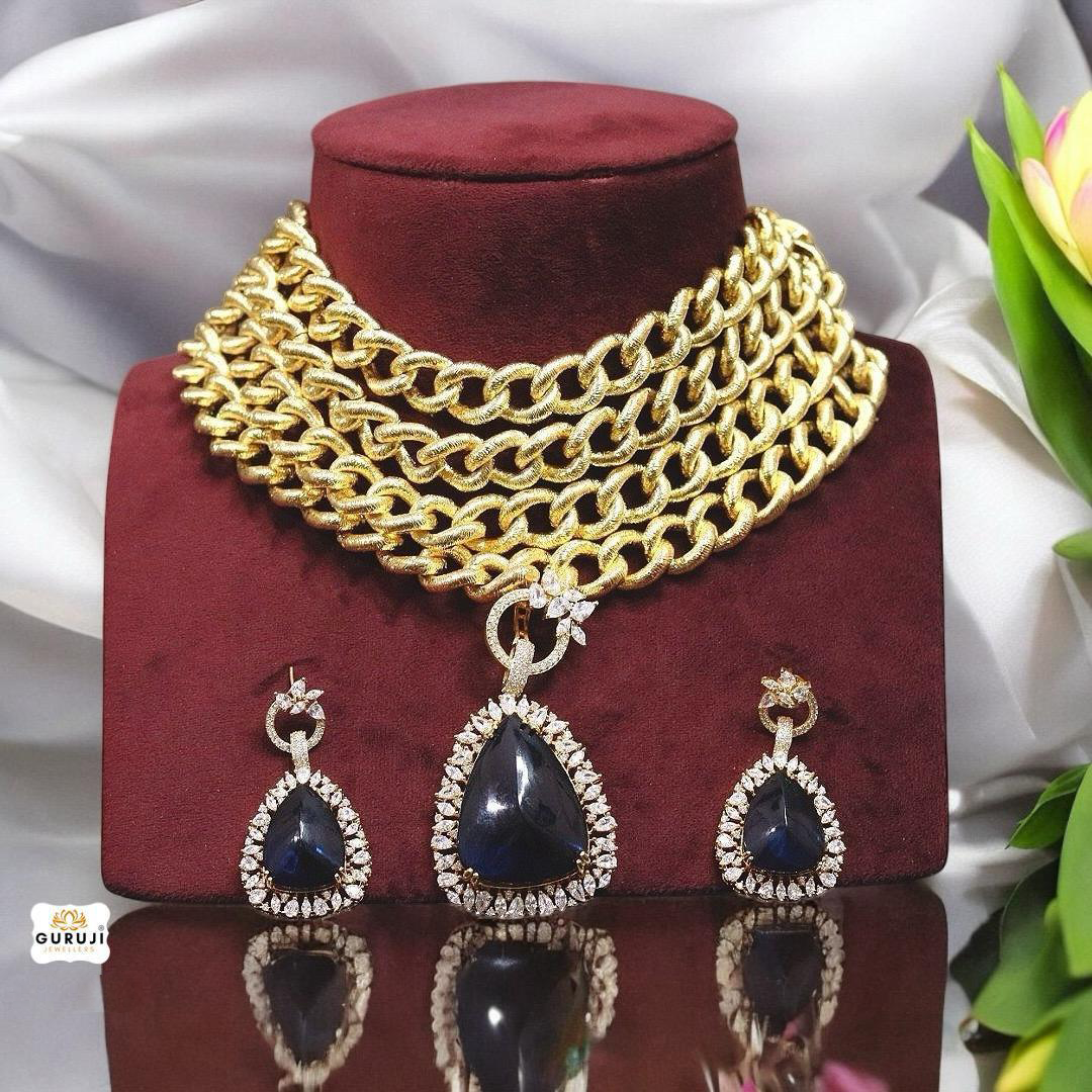 Statement Multi-Strand Textured Chain Necklace Set