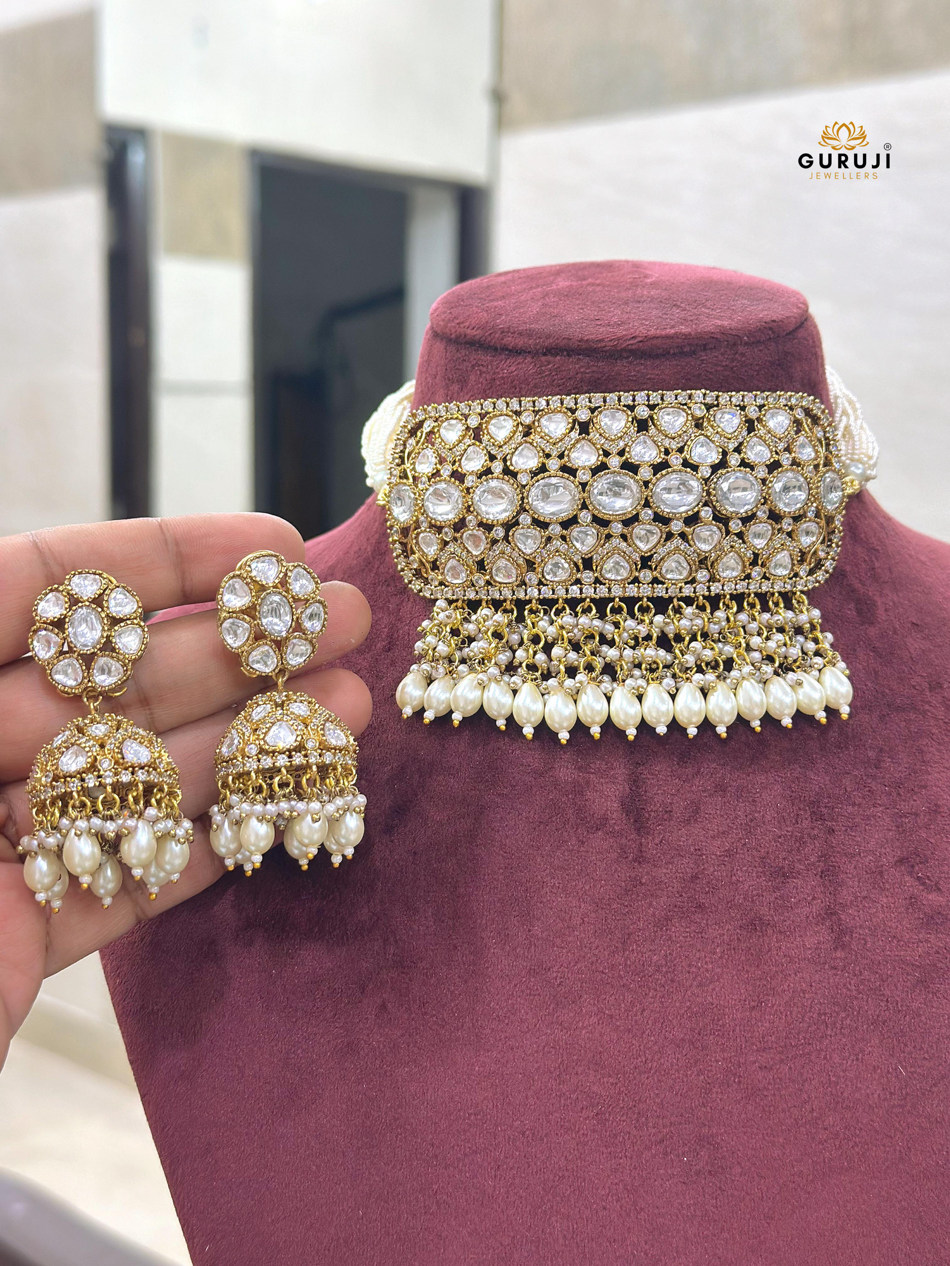 Exquisite Kundan Pearl Choker Set