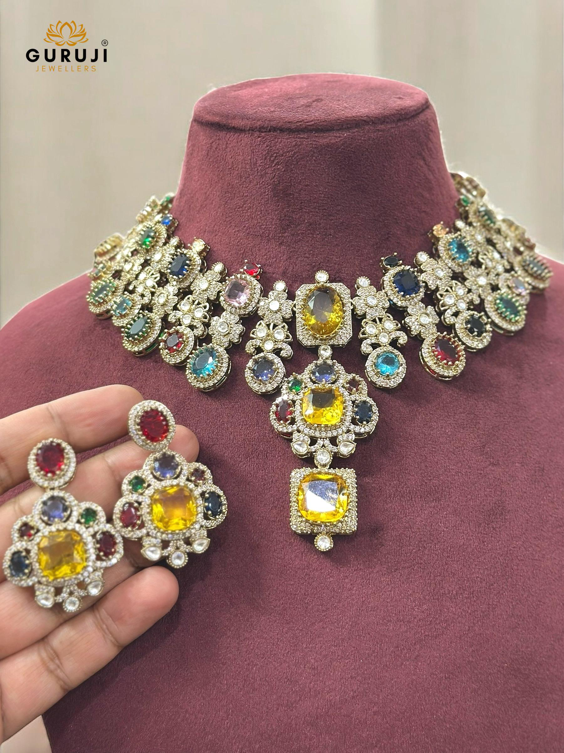 Sabyasachi-inspired Victorian Necklace with Contemporary Drops