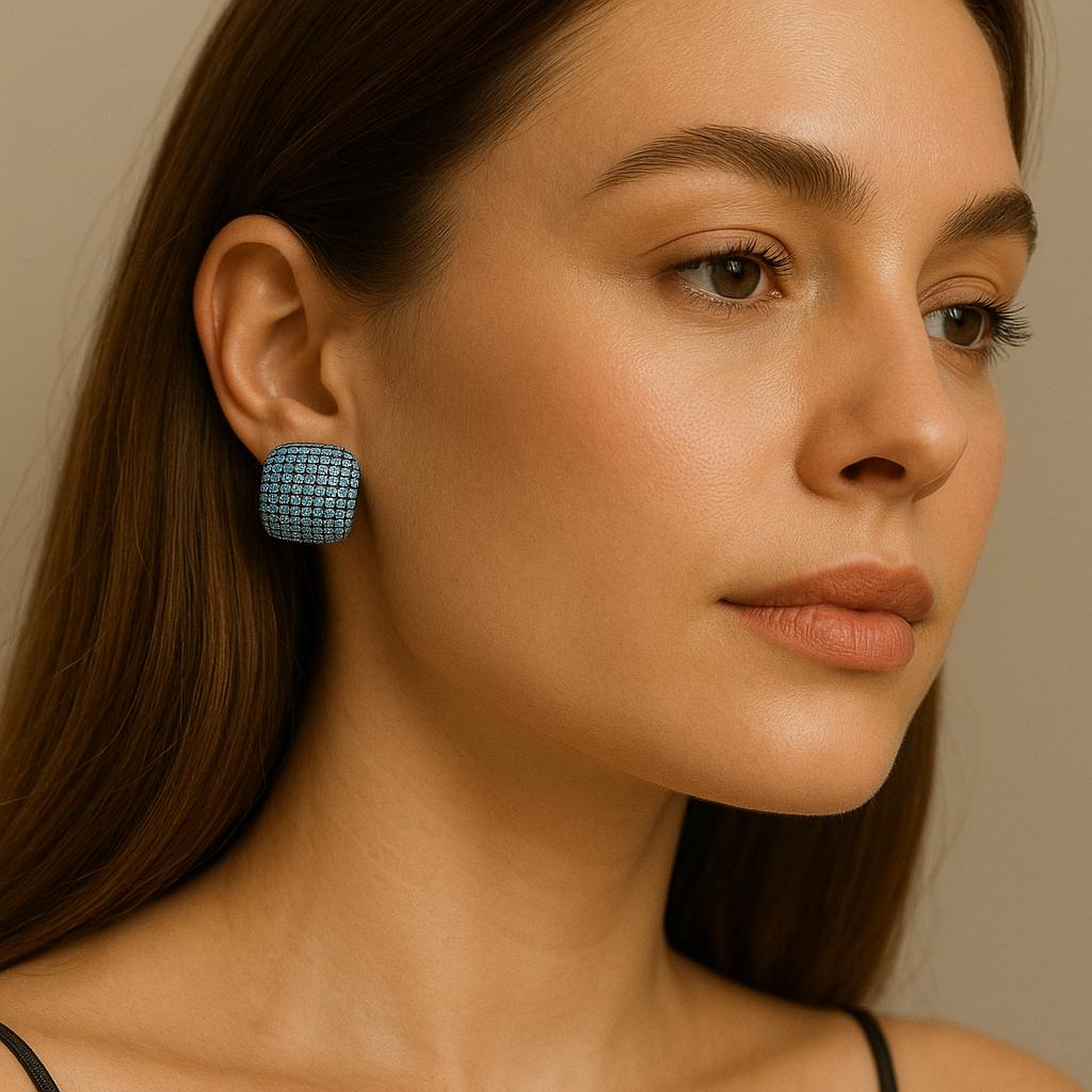 Signature Cushion Cut Stud Earrings with Invisible Setting Detailing