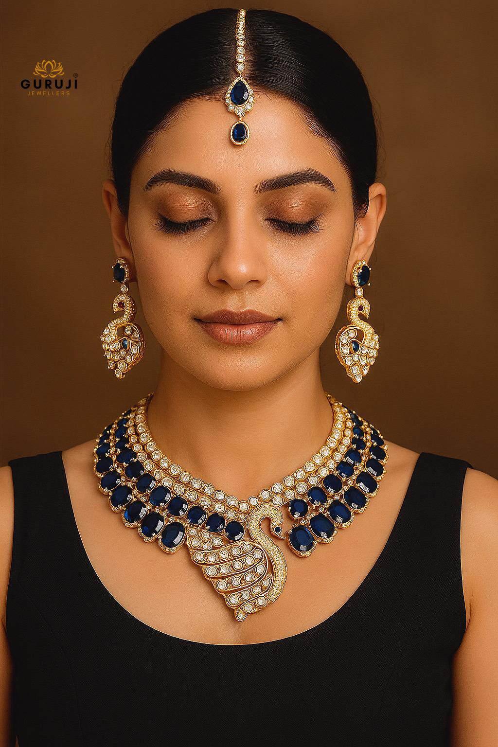 Majestic Peacock Necklace Set with Intricate Polki Detailing