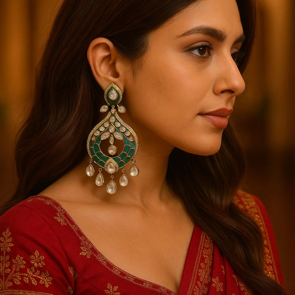 Heritage Kundan Earrings by Meenakari