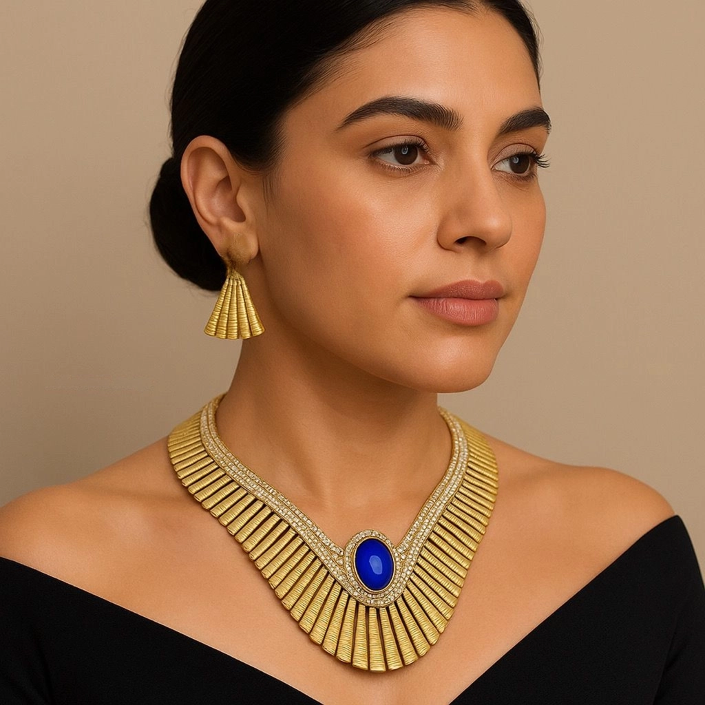 Beautiful Designer Necklace Set with Fan-Inspired Details