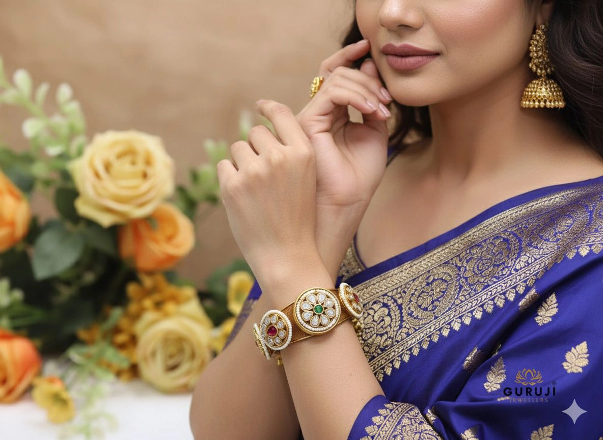 Openable Kundan Bangle with Ghungroos