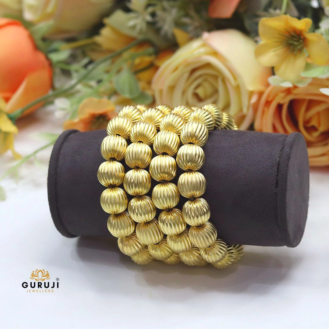 Elegant Textured Gold Bead Bracelet