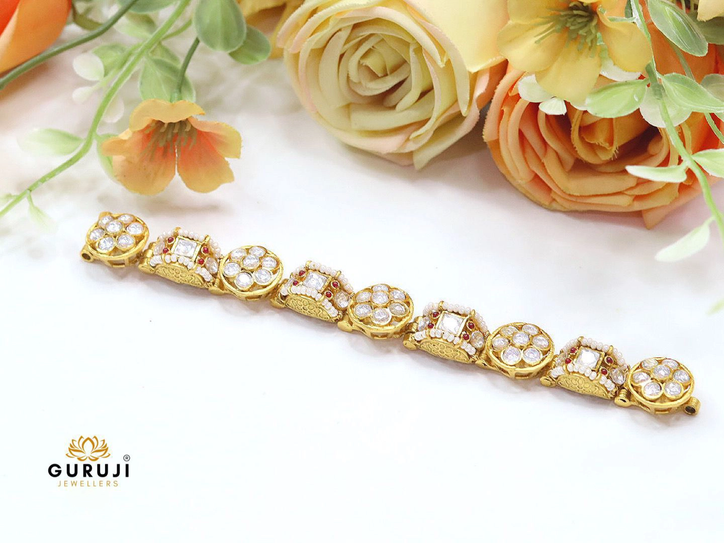 Classic CZ Stone Bracelet with Intricate Gold Detailing