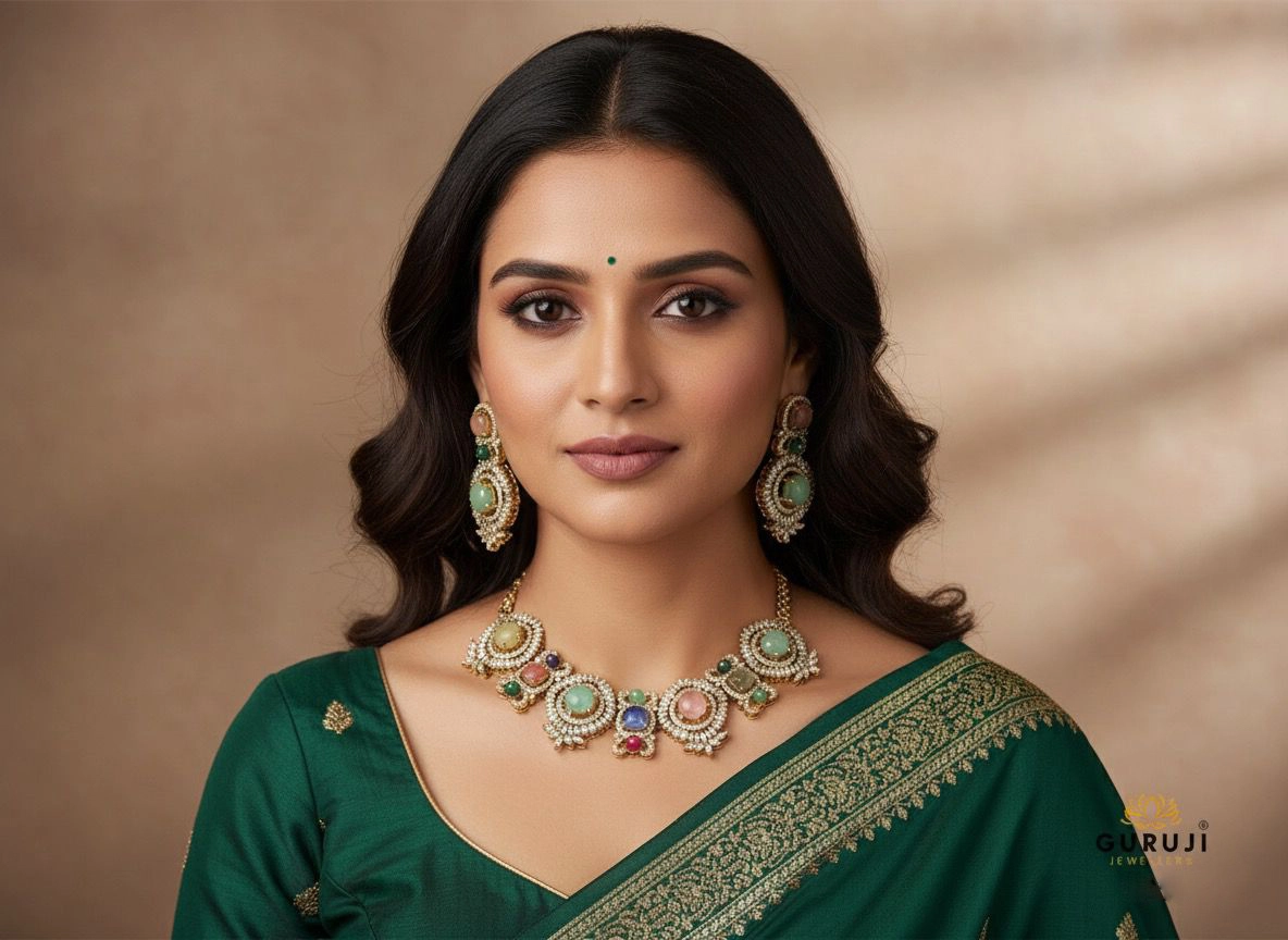 Sabyasachi Inspired Multicolor Gemstone Necklace Set