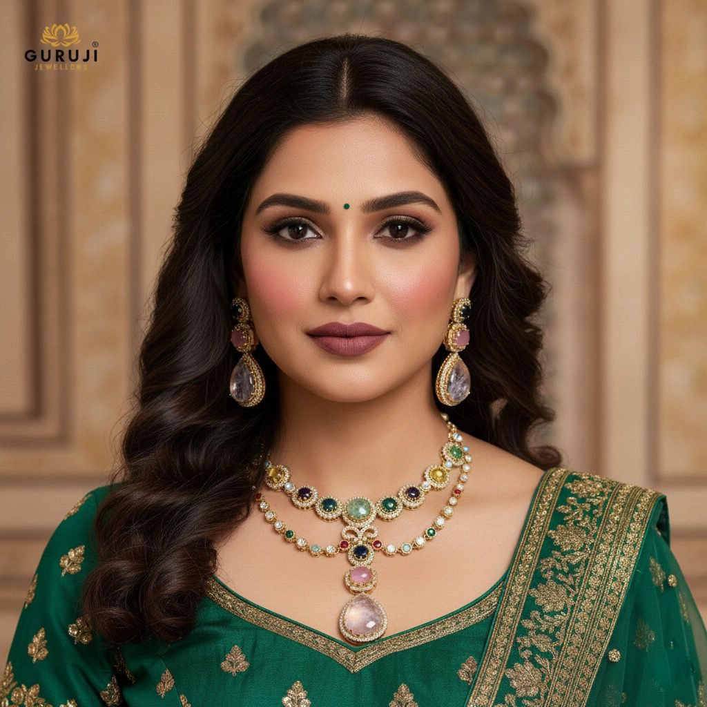 Sabyasachi Inspired Multicolor Stone Necklace Set